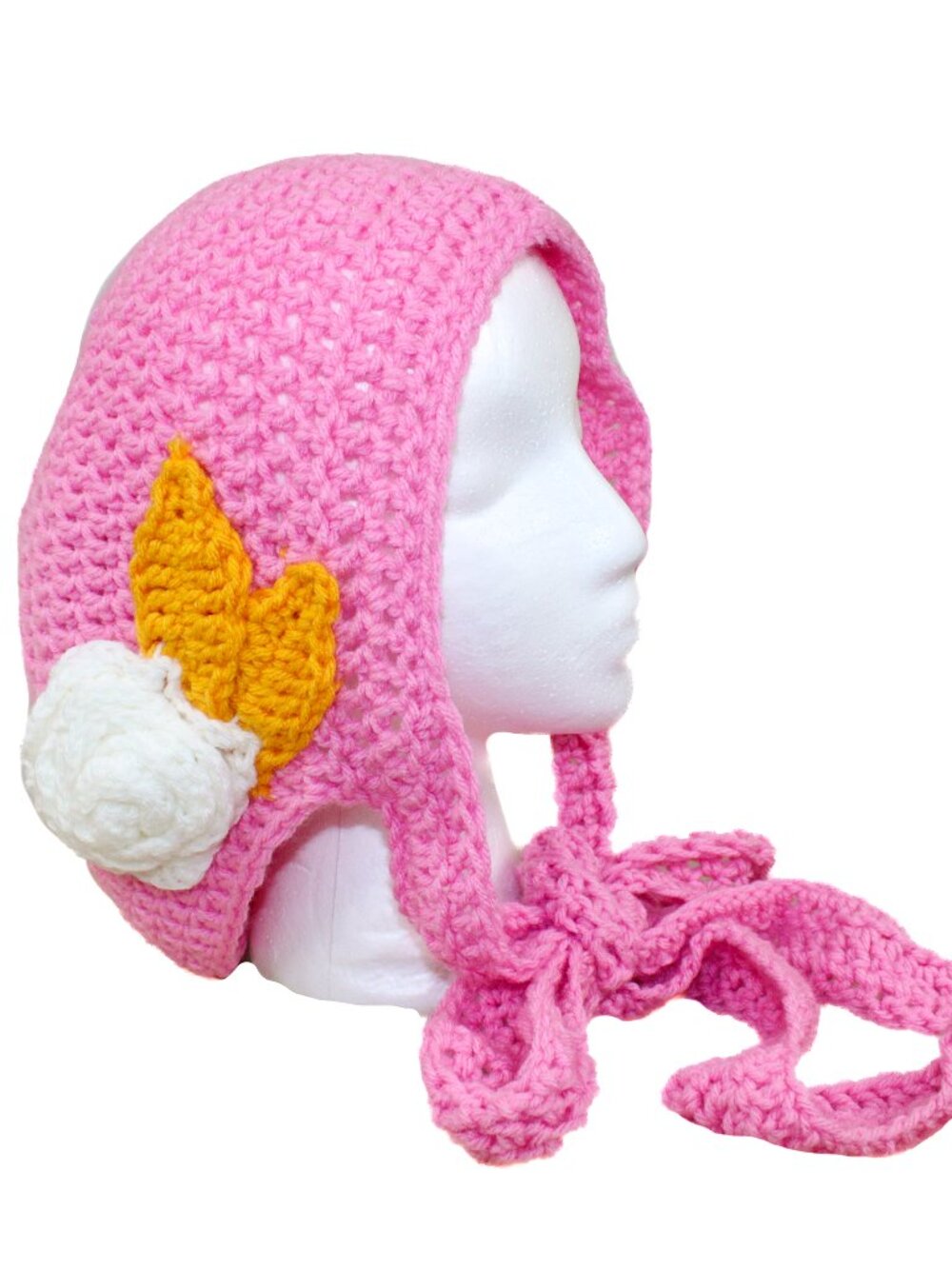 NWT Handmade Crochet Bonnet Cottage Pink Boho Country Coquette Cute Feminine